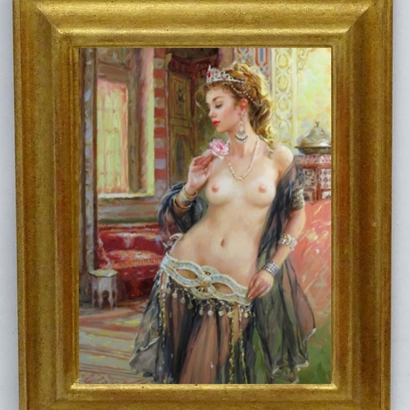 Semi nude Art Konstantin Painting Print Wall Art Gold Framed - Picture 1 of 1